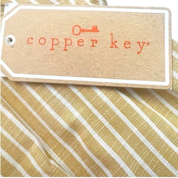 NWT Copper Key Dress Yellow White Striped Drawstring Waist Sleeveless Sundress - Picture 4 of 7